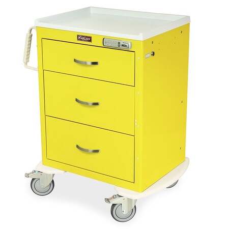 Harloff M-Series Short Isolation Cart, Medium Width, Three Drawers, E-Lock MDS2424E03